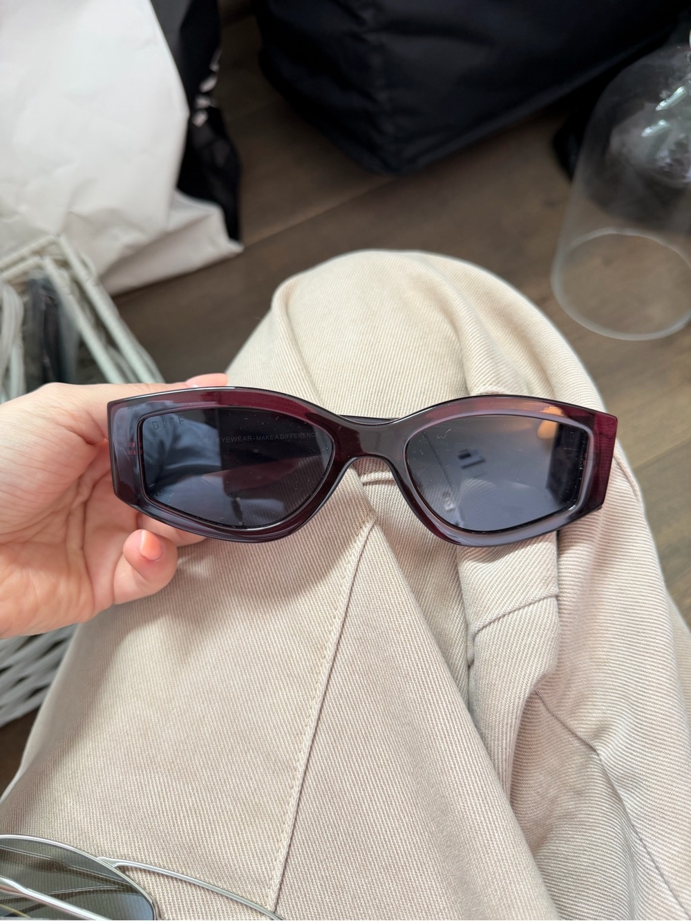 Rectangular Dark Burgundy Sunglasses